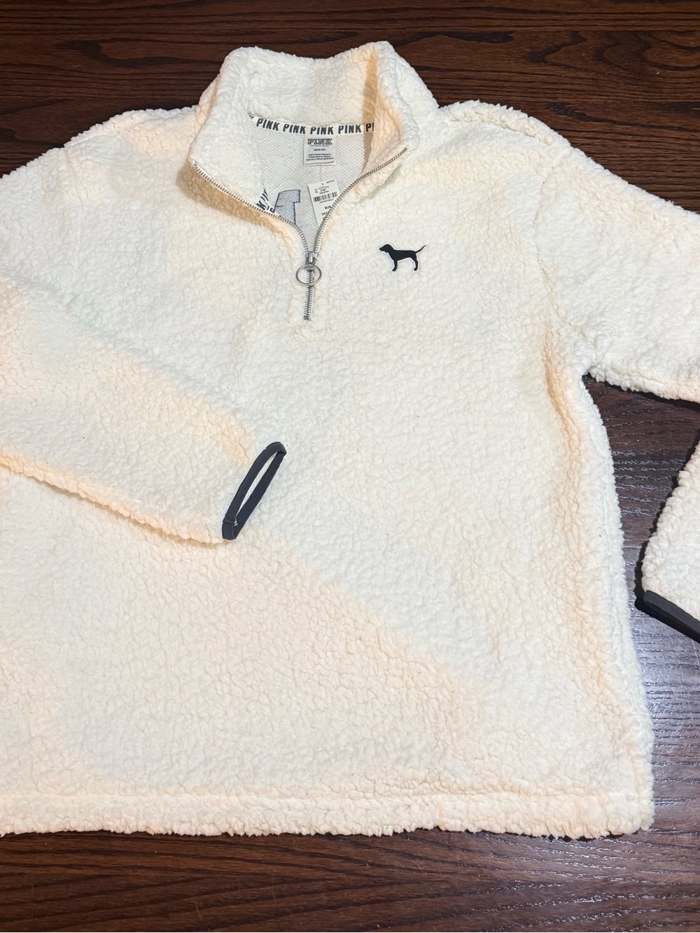 Victoria's Secret PINK Women’s M Sherpa Quarter-Zip Pullover Oversized NWT